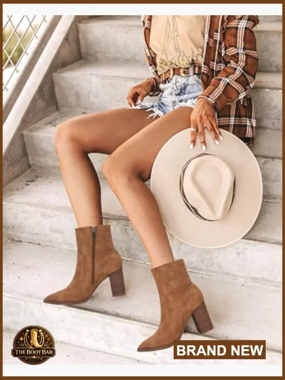 Women's Pointed Toe Ankle Boots Chunky Stacked Heel Side Zipper Faux Leather